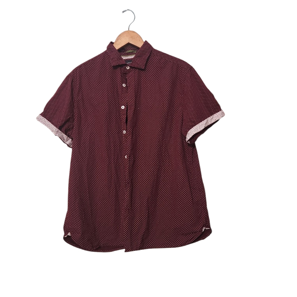 Ricky Singh Cactus Man Men's Burgundy Polka Dot Button-down Shirt